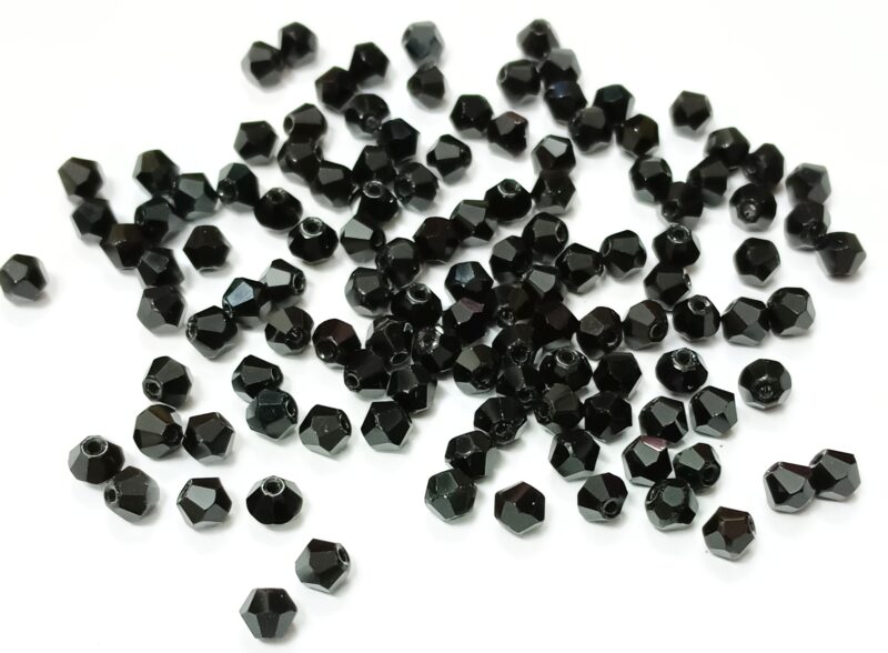 Black Crystal Bicone 4mm(4f) Glass Beads - Sold As 400 Pcs