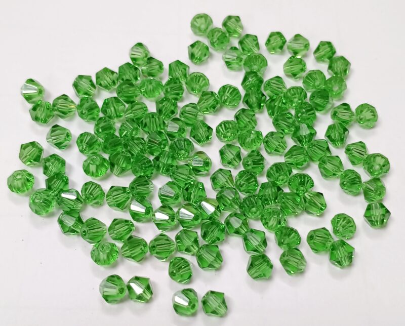 Green Crystal Bicone 4mm(4f) Glass Beads - Sold As 400 Pcs