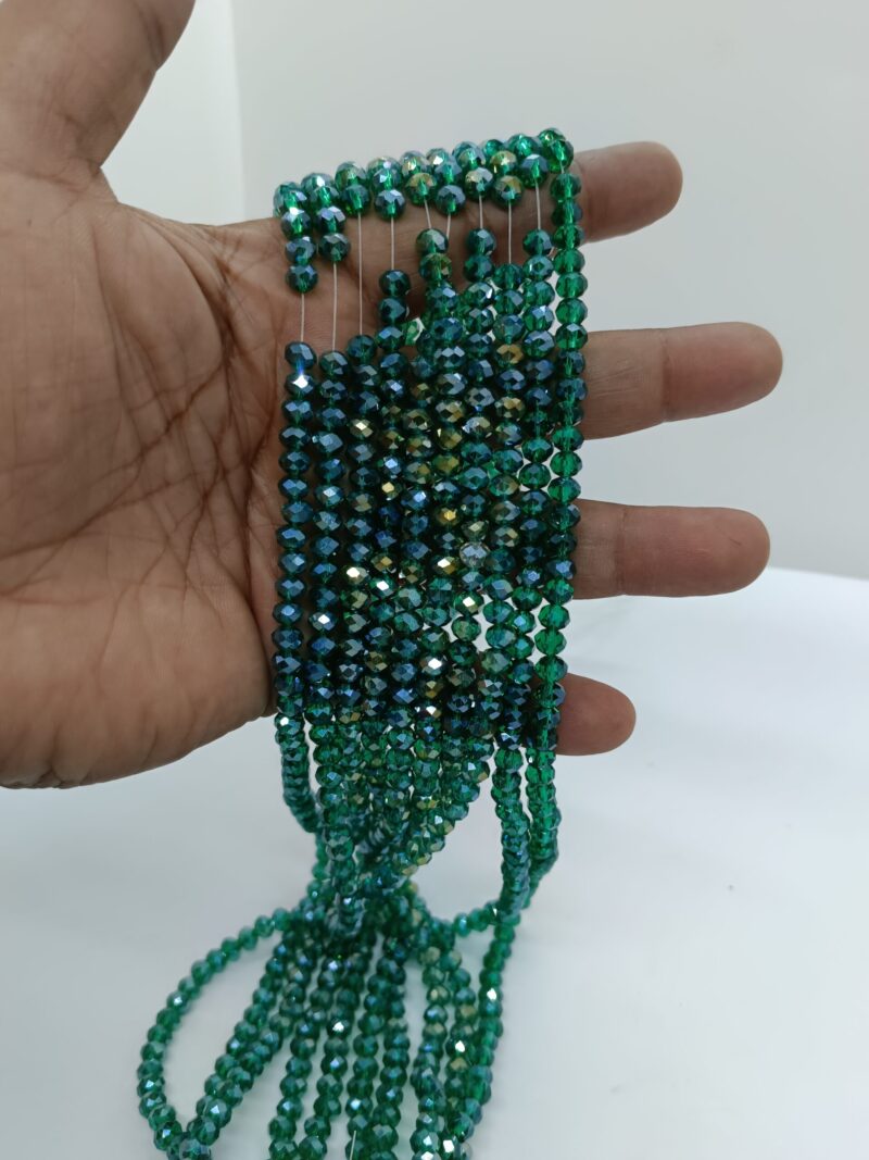 Roundelle Green/Turquoise Green Ab Crystal 6Mm Glass Beads - Pack of 2 Strings (Approx 150Beads) - Image 2