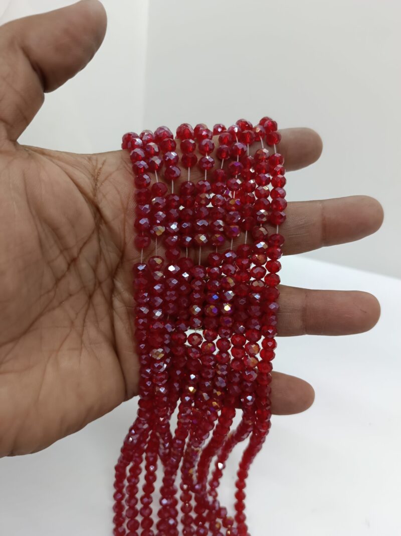 Roundelle Red Ab Crystal 6Mm Glass Beads - Pack of 2 Strings (Approx 150 Beads) - Image 2