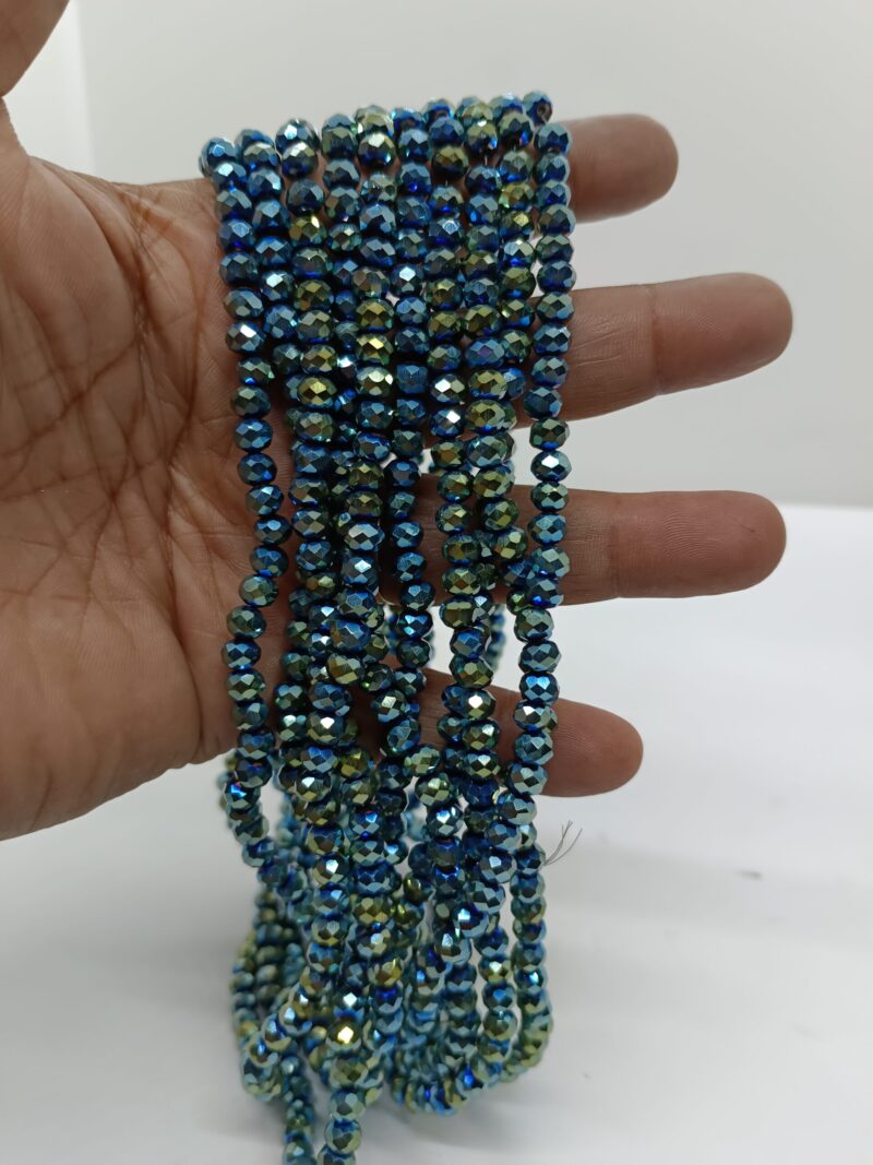 Roundelle Blue Ab Crystal 6Mm Glass Beads - Pack of 2 Strings (Approx 150 Beads) - Image 2