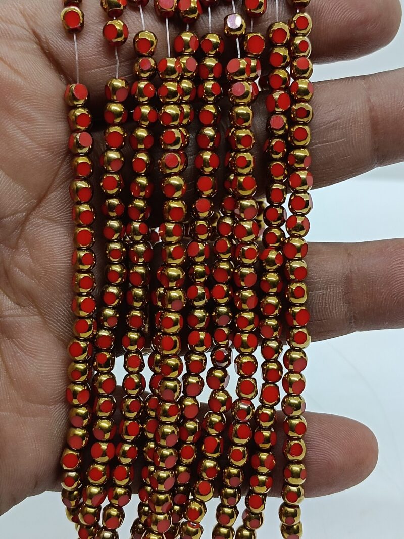 Opaque Red Monalisa Crystal 4Mm Glass Beads - Pack of 2 Strings (Approx 130 Beads) - Image 2