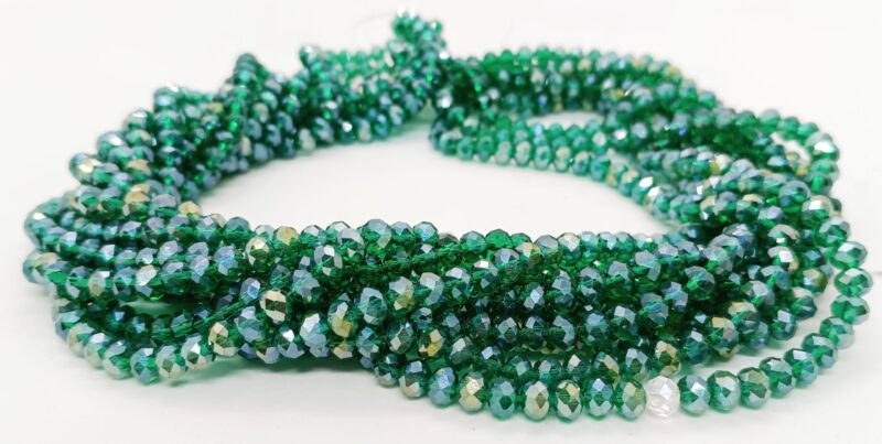Roundelle Green/Turquoise Green Ab Crystal 6Mm Glass Beads - Pack of 2 Strings (Approx 150Beads)