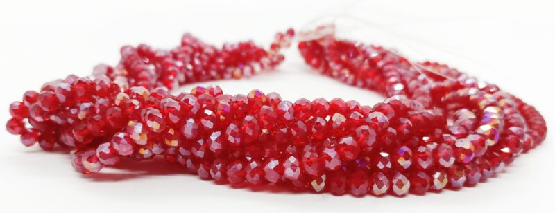 Roundelle Red Ab Crystal 6Mm Glass Beads - Pack of 2 Strings (Approx 150 Beads)