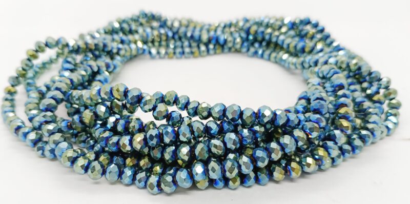 Roundelle Blue Ab Crystal 6Mm Glass Beads - Pack of 2 Strings (Approx 150 Beads)
