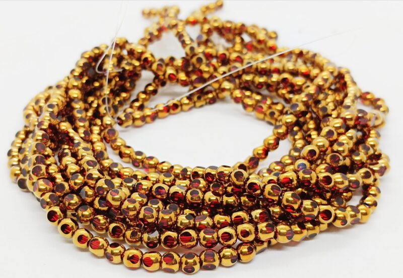 Red Monalisa Crystal 4Mm Glass Beads - Pack of 2 Strings (Approx 130 Beads)