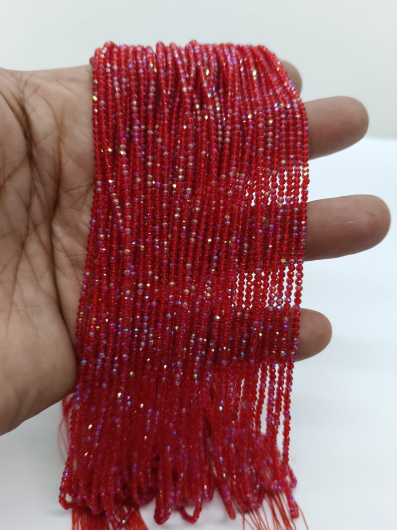 Red Hydro Beads Ab 2mm Crystal Beads - Pack of 10 Strings - Image 2
