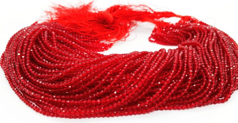 Red Hydro 3mm Spherical Crystal Beads - Pack Of 10 Strings , Approx. 200 Beads Per String