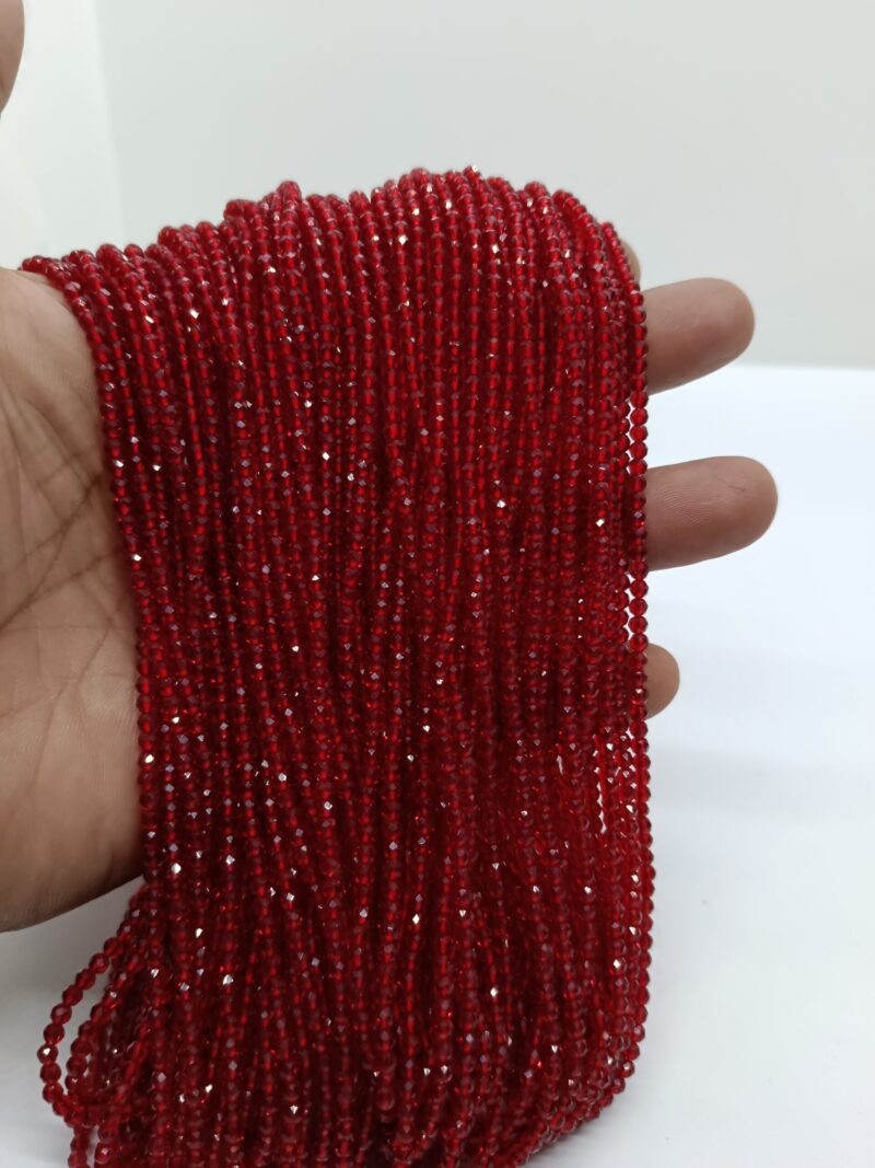 Red Hydro 3mm Spherical Crystal Beads - Pack Of 10 Strings , Approx. 200 Beads Per String - Image 2