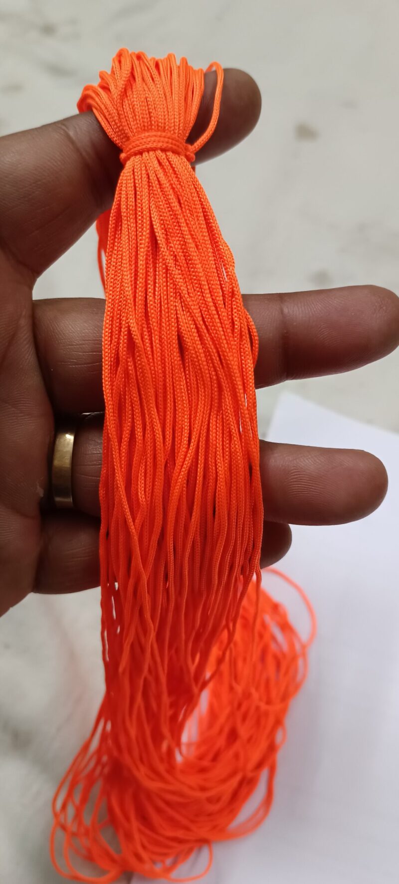 Braided Orange Polyester Thread Bracelet - Pack of 2 Bunch Approx. 50 Meters - Image 2