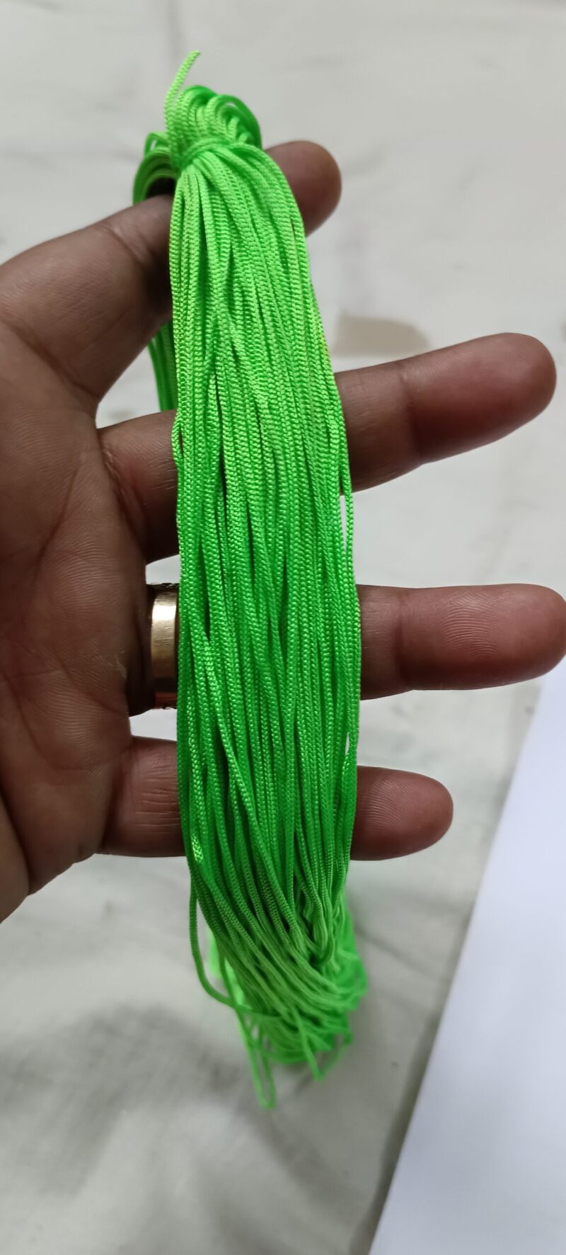 Braided Parrot Green Polyester Thread Bracelet - Pack of 2 Bunch Approx. 50 Meters - Image 2