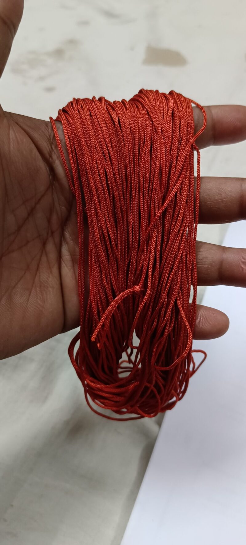 Braided Mustered Red Polyester Thread Bracelet- Pack of 2 Bunch Approx. 50 Meters - Image 2