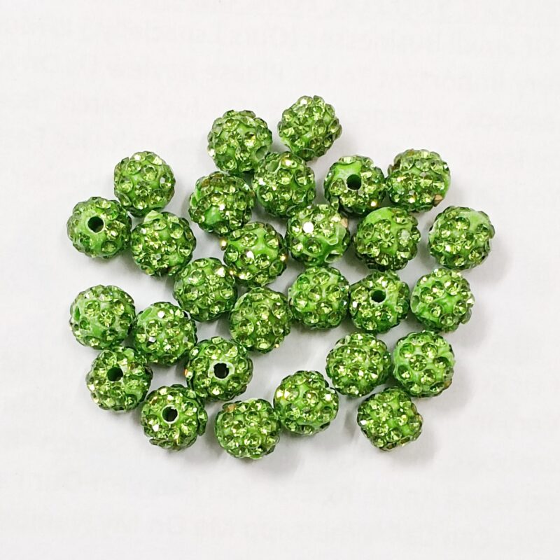 Green Ceramic Round Spacer Beads, Rhinestone Beads Size : 6MM 10Pcs