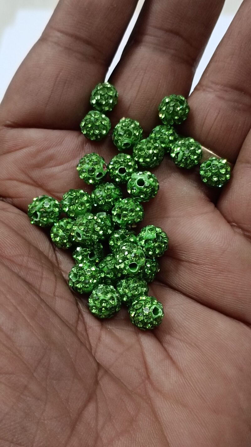 Green Ceramic Round Spacer Beads, Rhinestone Beads Size : 6MM 10Pcs - Image 2