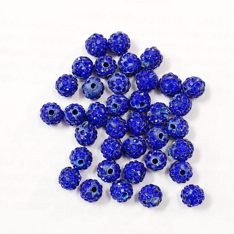 Blue Ceramic Round Spacer Beads, Rhinestone Beads Size : 6MM 10Pcs