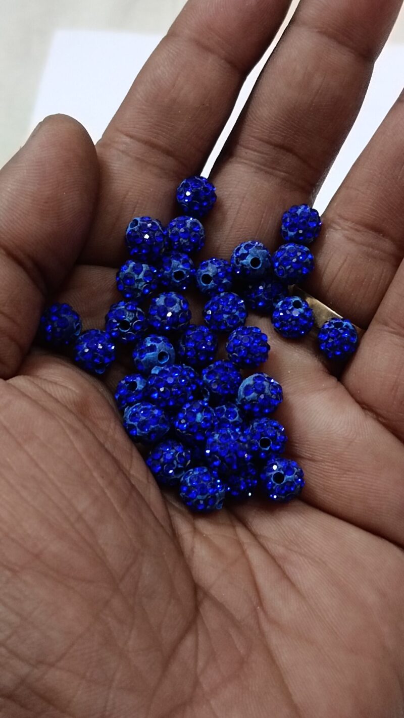 Blue Ceramic Round Spacer Beads, Rhinestone Beads Size : 6MM 10Pcs - Image 2