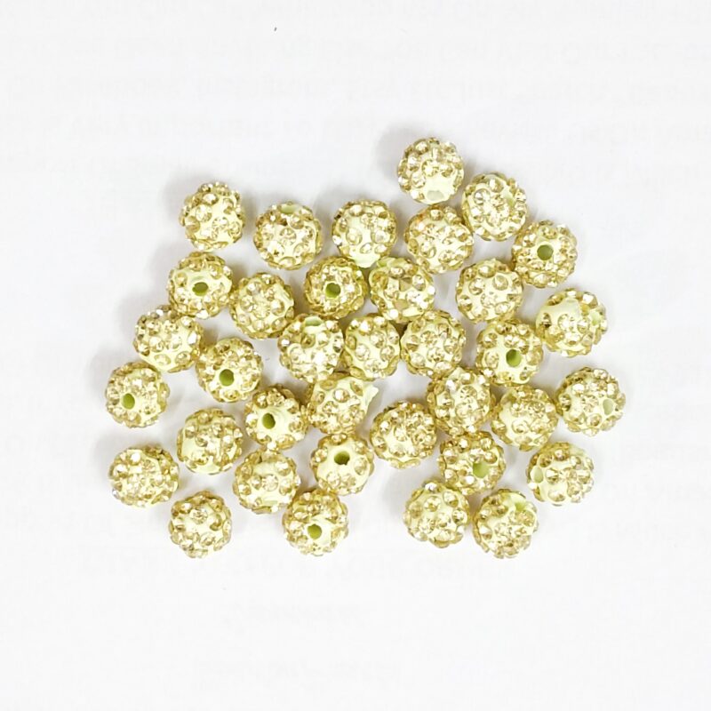 Off White/Cream Ceramic Round Spacer Beads, Rhinestone Beads Size : 6MM 10PCS