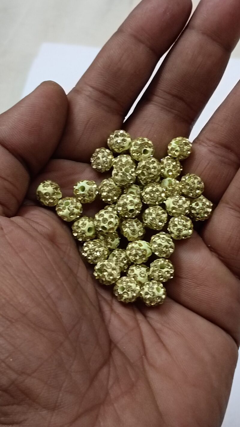 Off White/Cream Ceramic Round Spacer Beads, Rhinestone Beads Size : 6MM 10PCS - Image 2