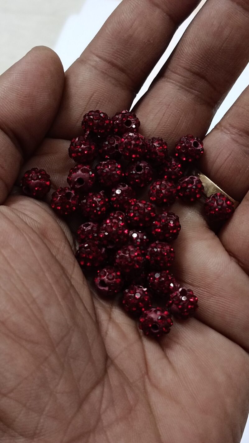 Mehroon Ceramic Round Spacer Beads, Rhinestone Beads Size : 6MM 10PCS - Image 2