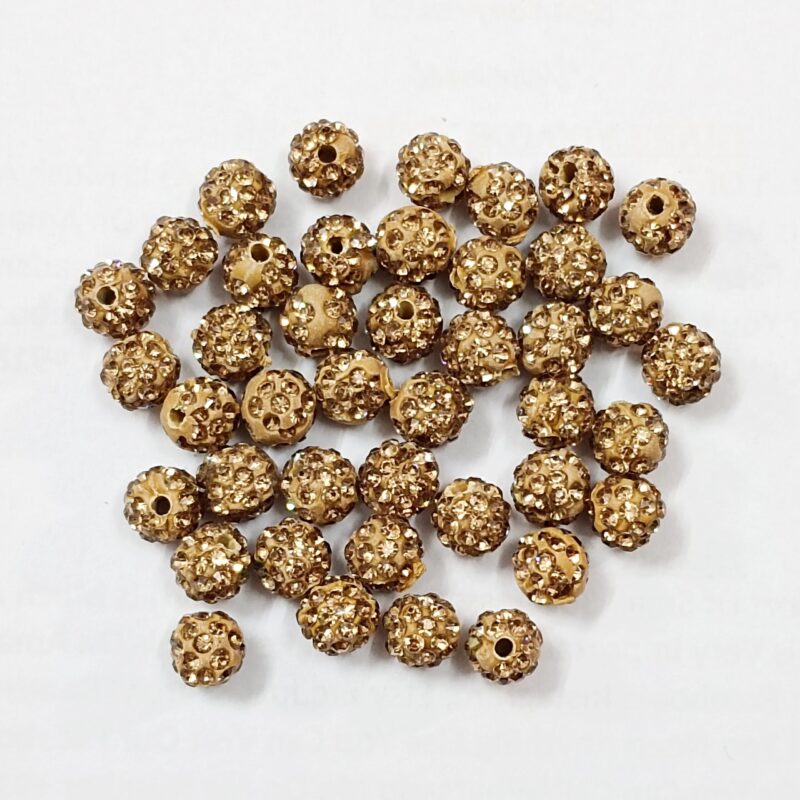 Brown Ceramic Round Spacer Beads, Rhinestone Beads,Size : 6MM 10PCS