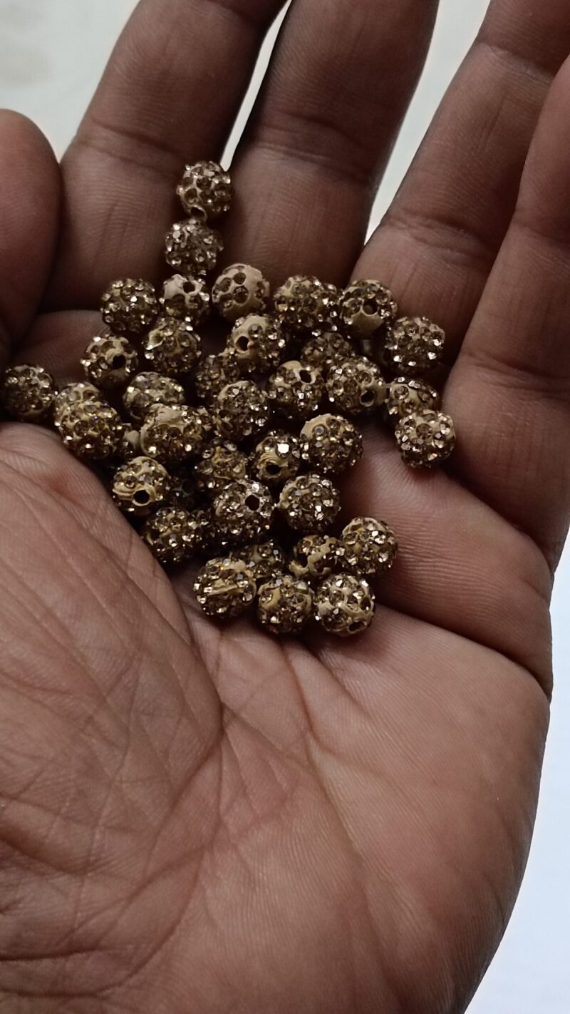Brown Ceramic Round Spacer Beads, Rhinestone Beads,Size : 6MM 10PCS - Image 2