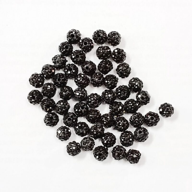 Black Ceramic Round Spacer Beads, Rhinestone Beads, Size : 6MM 10PCS