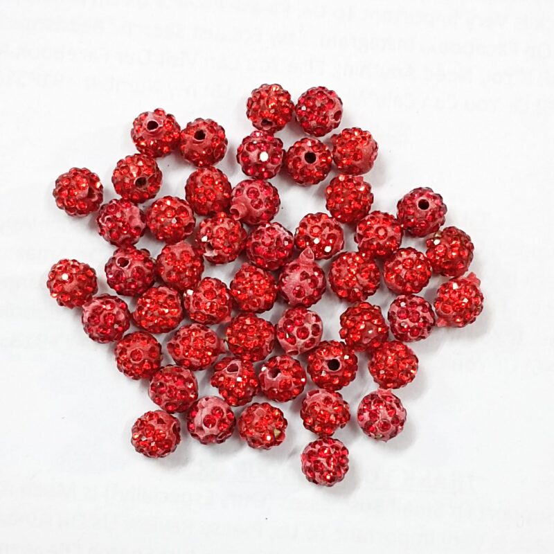 Red Ceramic Round Spacer Beads, Rhinestone Beads, (Size : 6MM 10PCS)