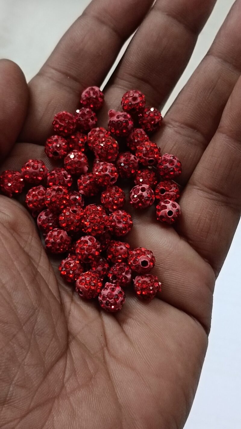 Red Ceramic Round Spacer Beads, Rhinestone Beads, (Size : 6MM 10PCS) - Image 2