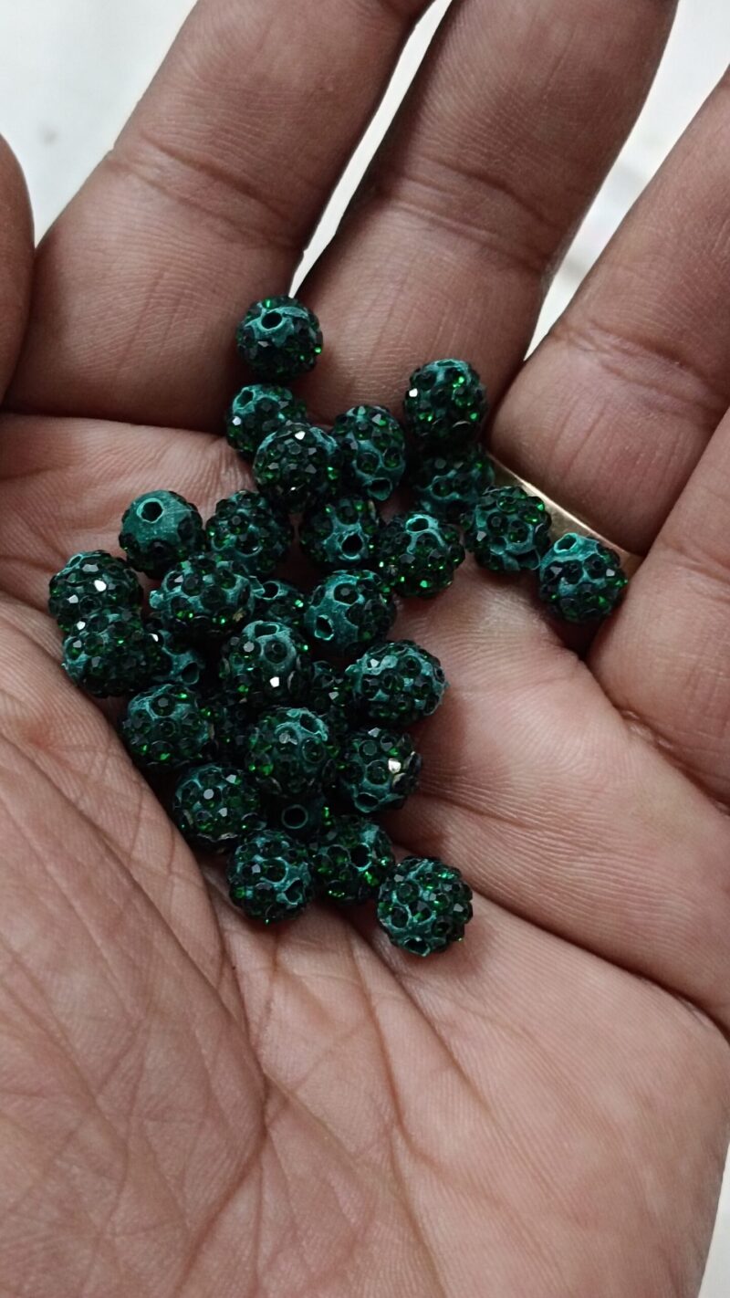 Turquoise Green Ceramic Round Spacer Beads, Rhinestone Beads, Beads (Size : 6MM 10PCS) - Image 2