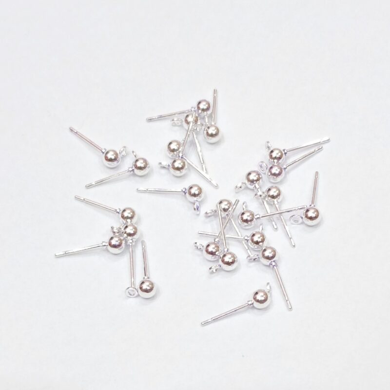 Silver Stainless Steel Ball Earring Stud Base-5mm - Pack Of 10 Pairs (20 Pieces)