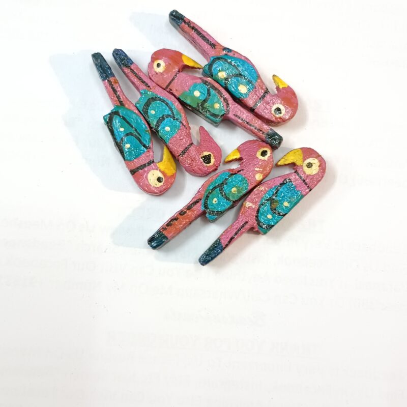 Pink Wooden Parrots Beads Size 3.5 cm - 25 Pieces