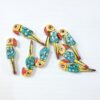 Yellow Green Wooden Parrots Beads Size 3.5 Cm - 25 Pieces
