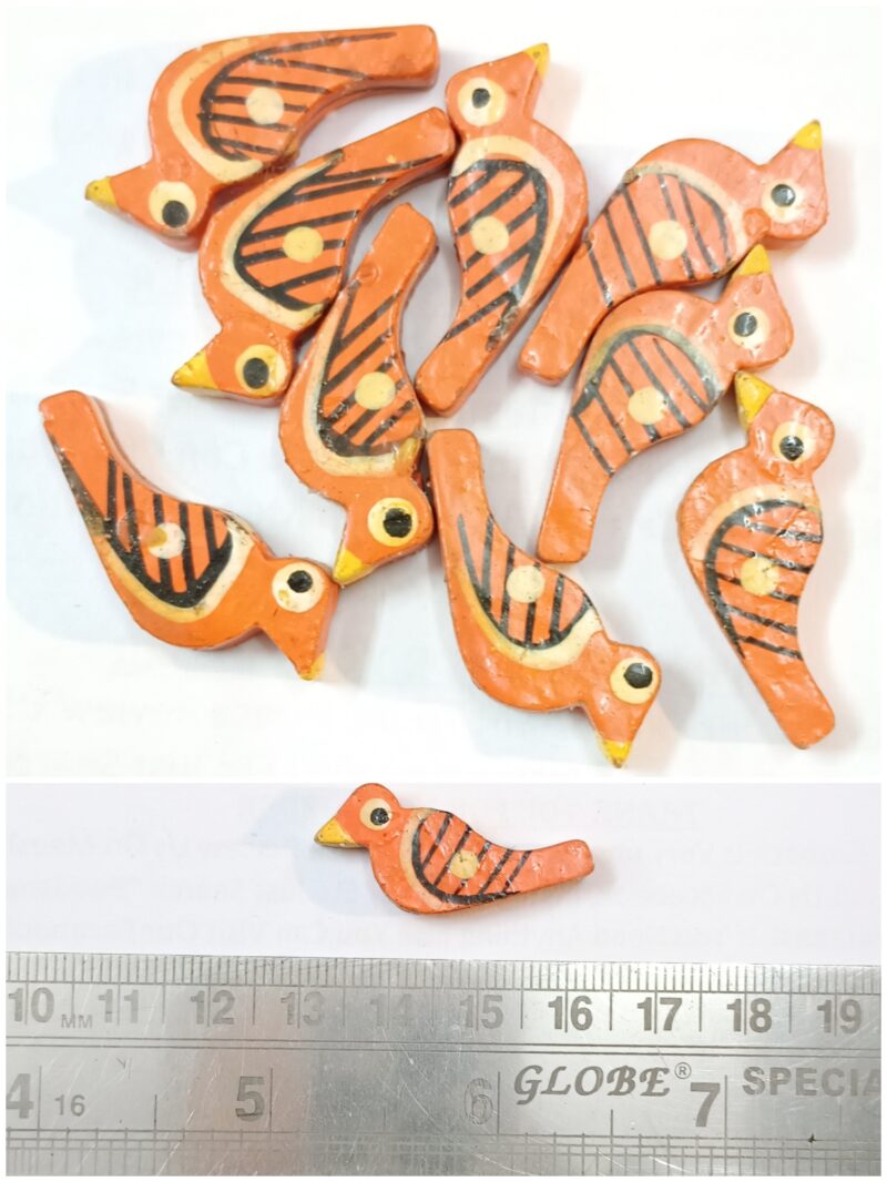 Orange Wooden Birds Beads Size 3 Cm - 25 Pieces - Image 3