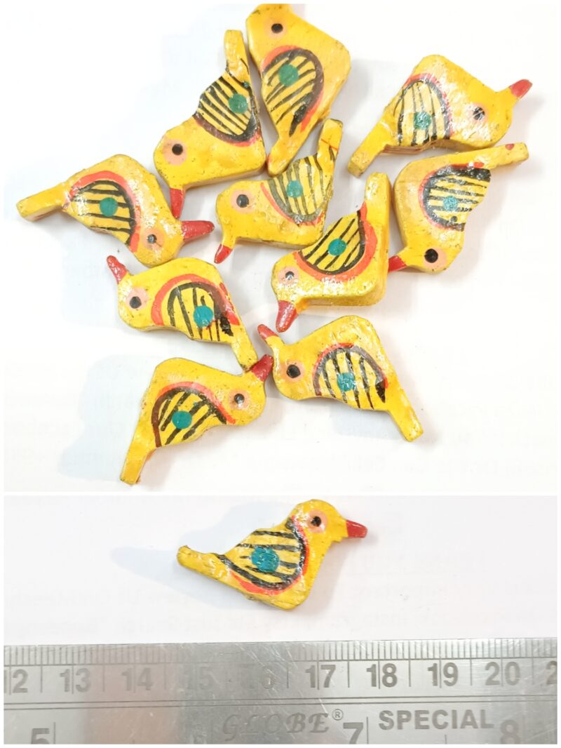 Yellow Wooden Birds Beads Size 3 Cm – 25 Pieces - Image 2