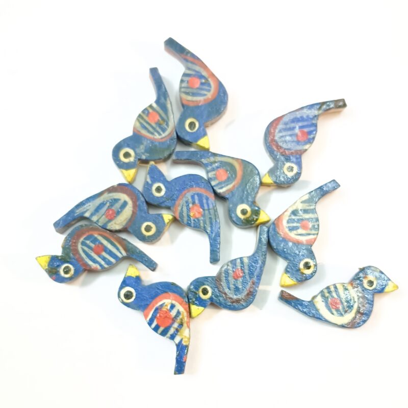 Blue Wooden Birds Beads Size 3 Cm – 25 Pieces