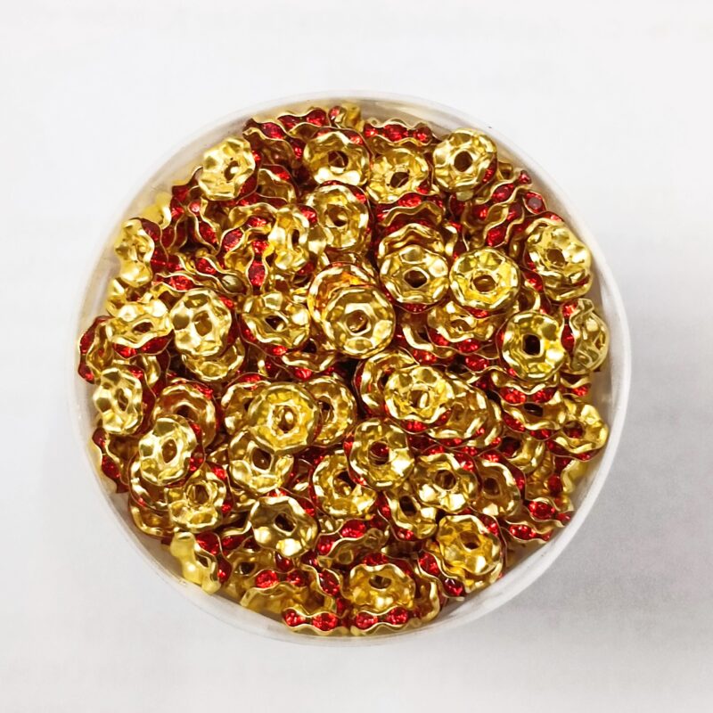 Czech Crystal- Rhinestone Mehroon Colors Golden Plated Spacer Beads 4Mm (Chakri) - Pack Of 250 Pcs