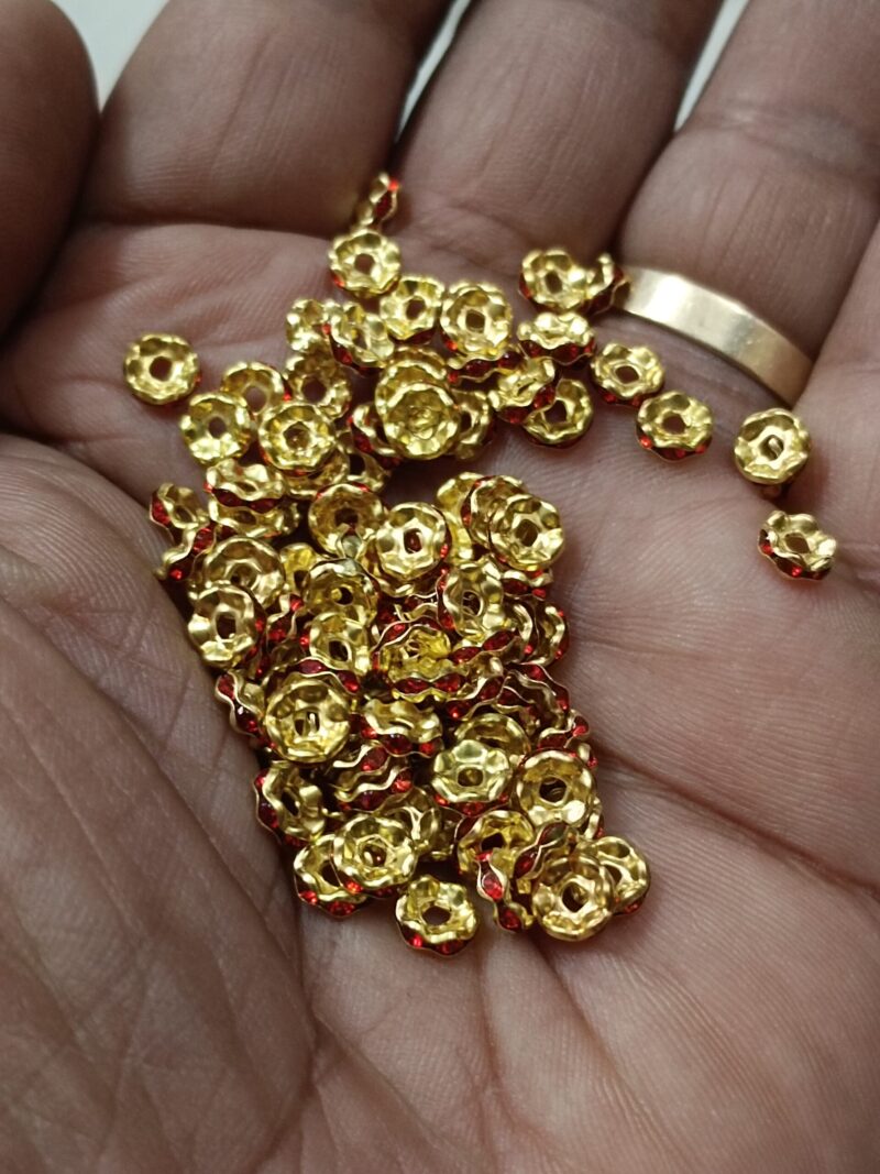 Czech Crystal- Rhinestone Mehroon Colors Golden Plated Spacer Beads 4Mm (Chakri) - Pack Of 250 Pcs - Image 2