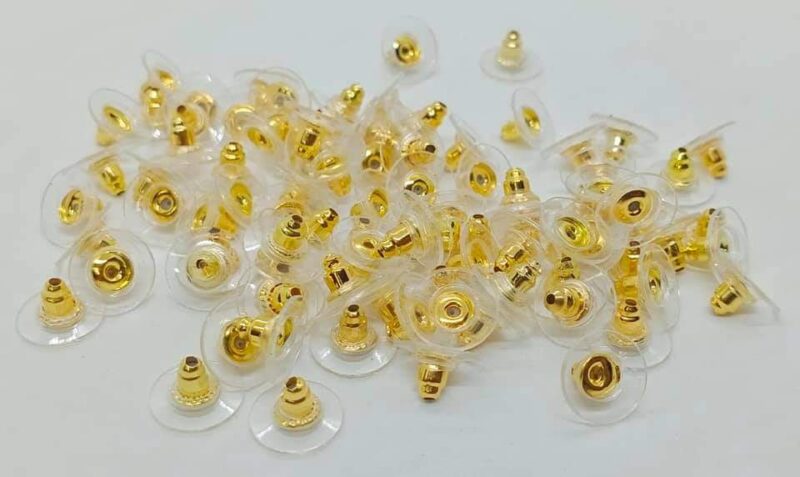 Golden White Rubber Push Earring Stoppers 10*7 Mm - Sold As 50 Pieces Pack