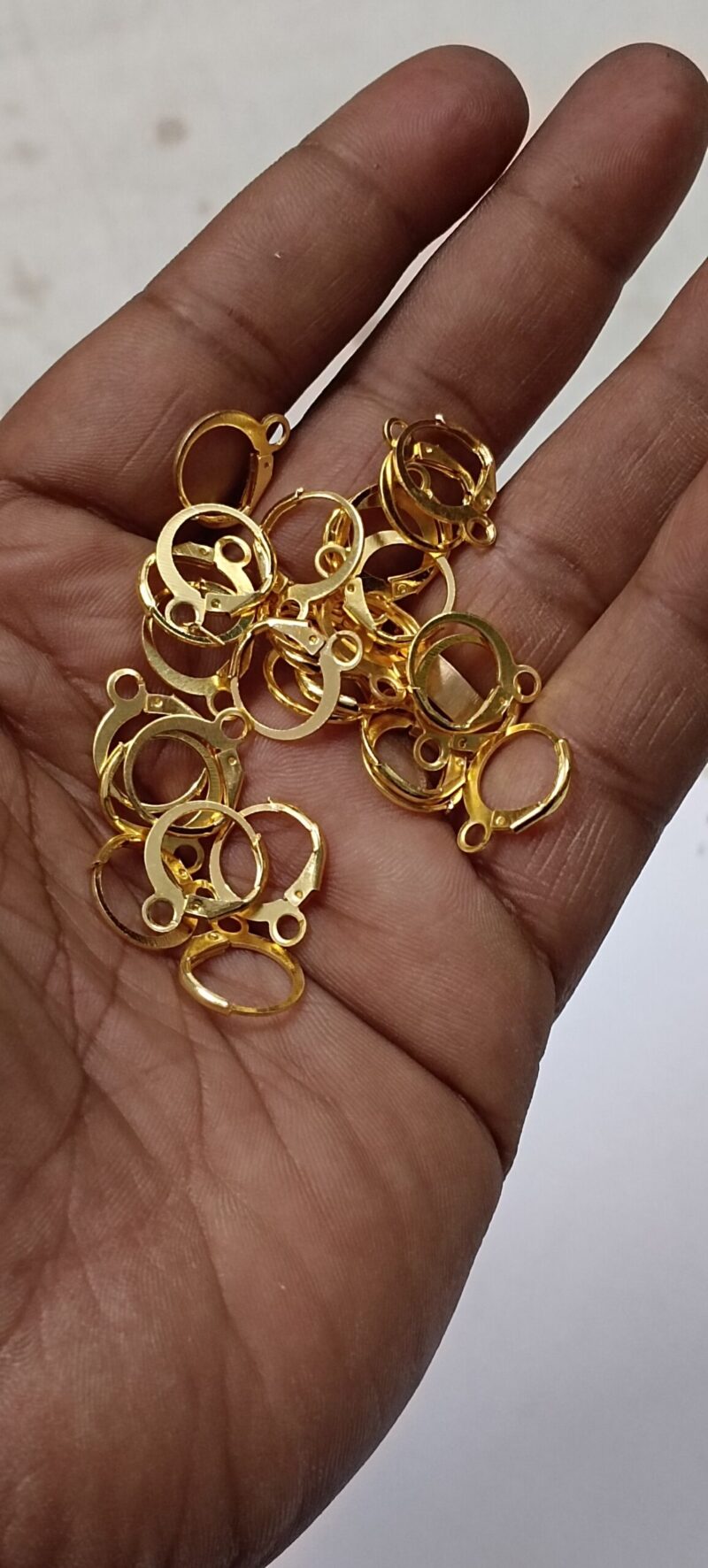 Golden Plated Round Bali Hoops - 14*12 Mm, Pack of 10 Pairs - Image 2