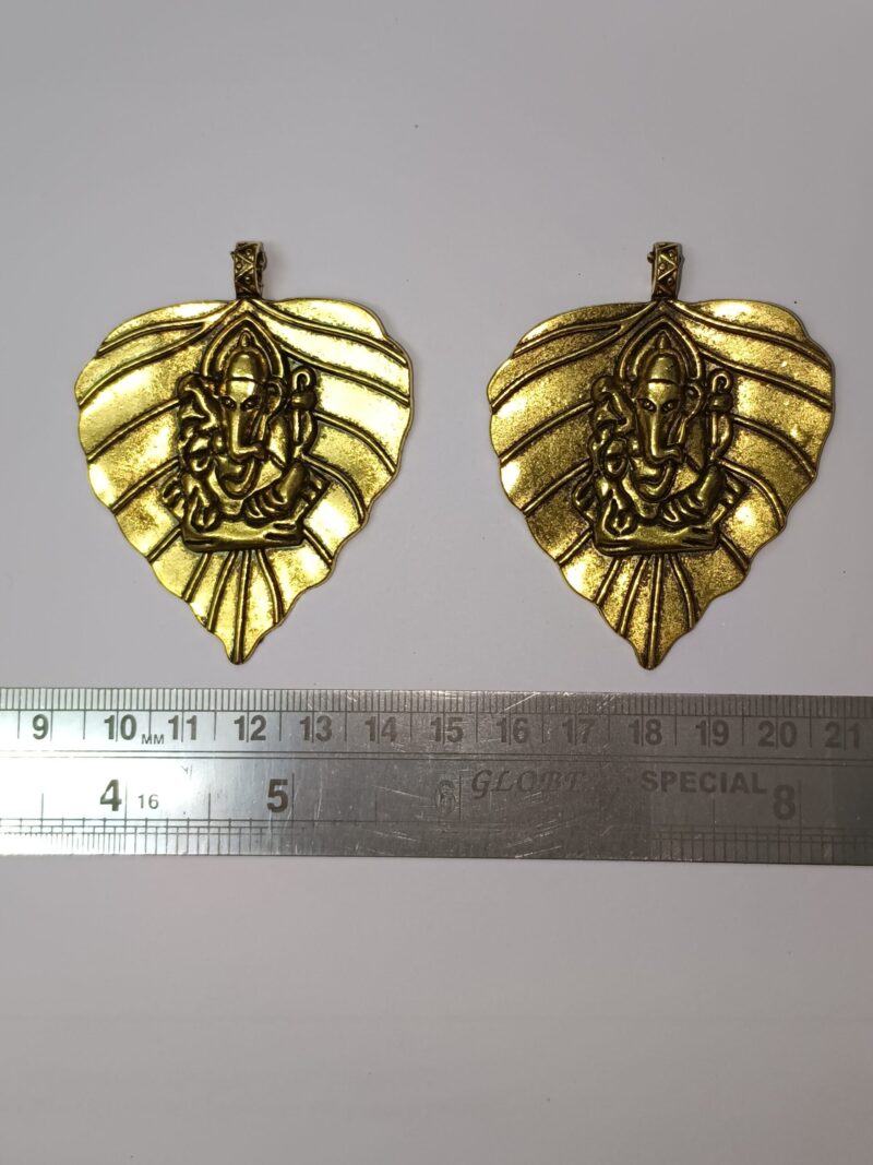 Oxidized Golden Antique Pan Shaped Lord Ganesha Pendant 70*50 Mm - Pack Of 2 Pieces - Image 2