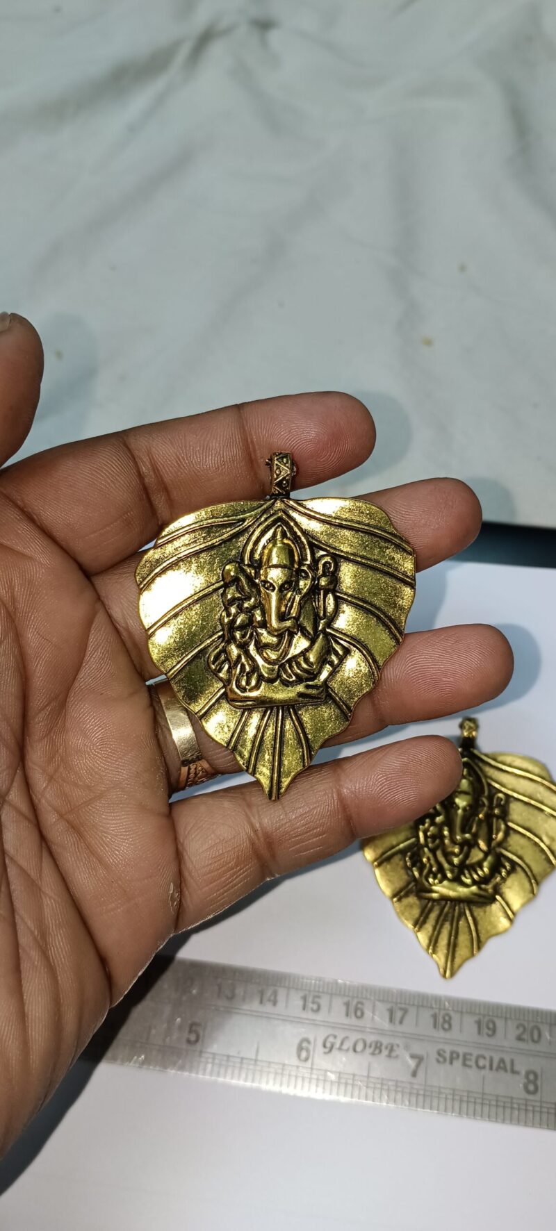 Oxidized Golden Antique Pan Shaped Lord Ganesha Pendant 70*50 Mm - Pack Of 2 Pieces - Image 3