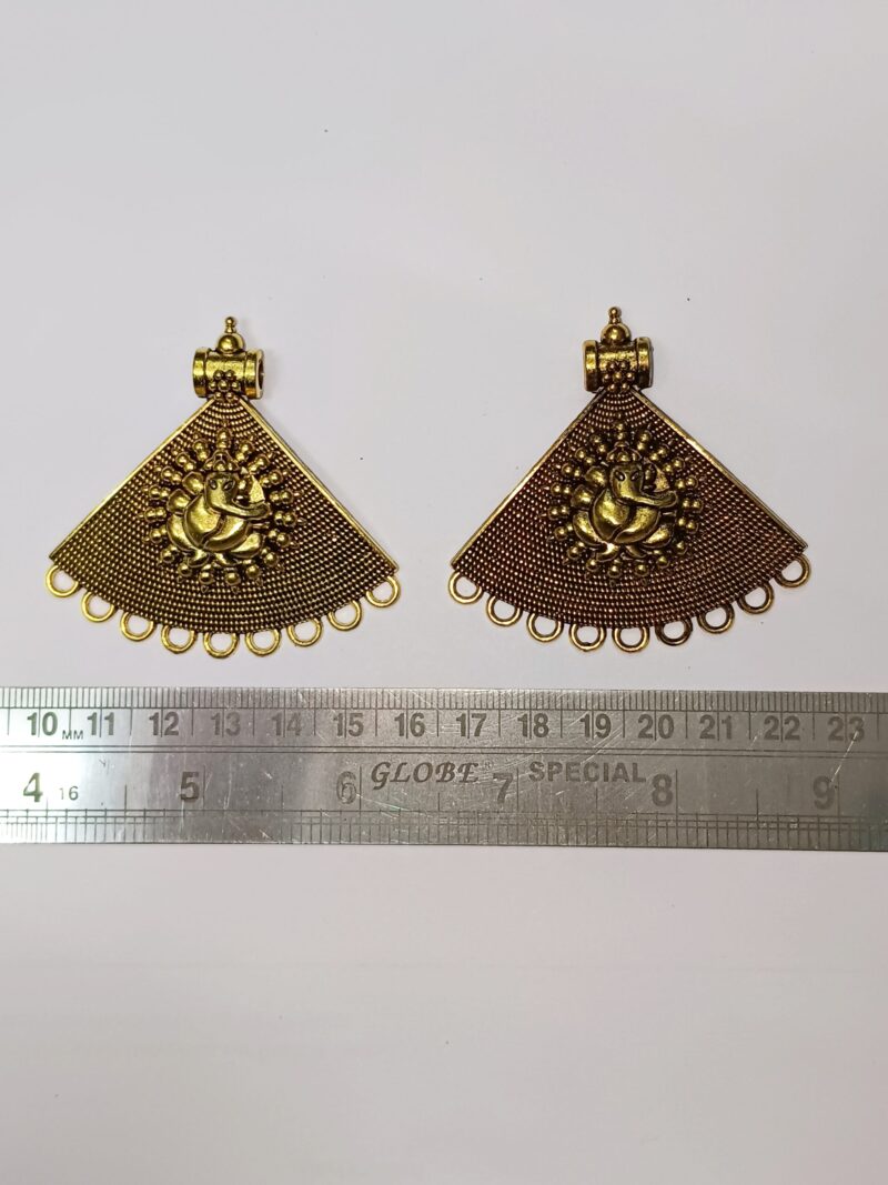 Oxidized Golden Antique Triangle Shaped Lord Ganesha Pendant 60*40 Mm – Pack Of 2 Pieces - Image 2