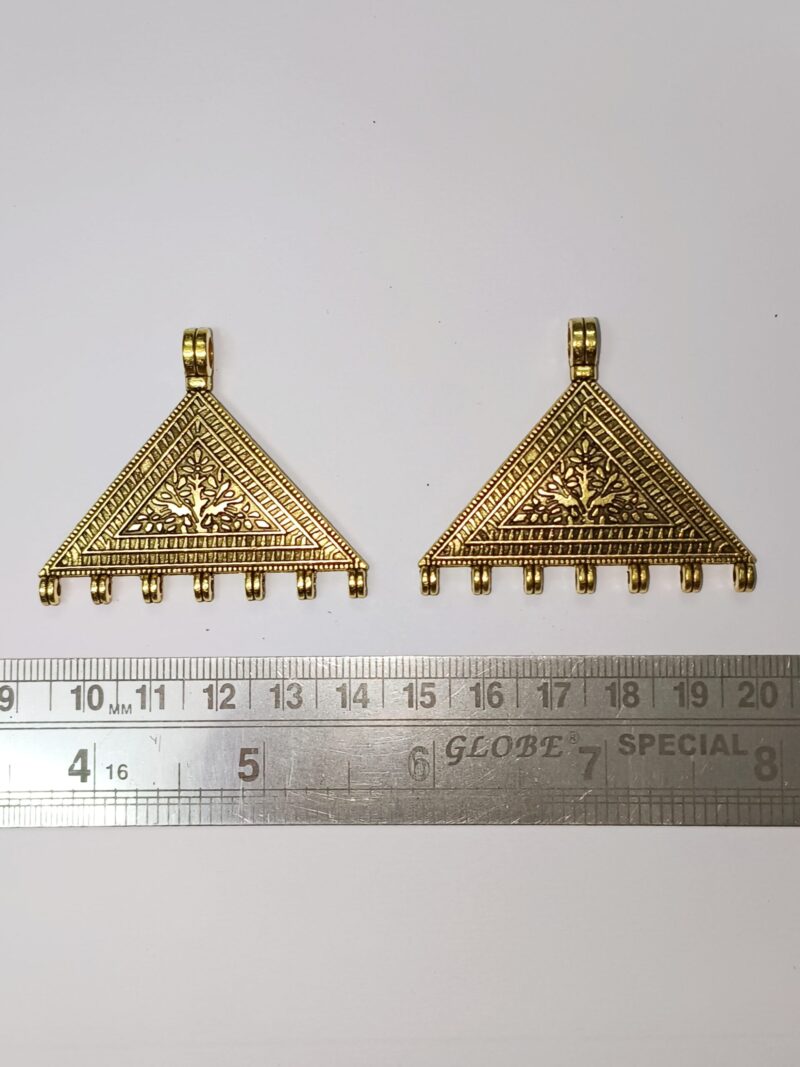 Oxidized Golden Antique Triangle Shaped Pendant 40*55 Mm – Pack Of 2 Pieces - Image 2