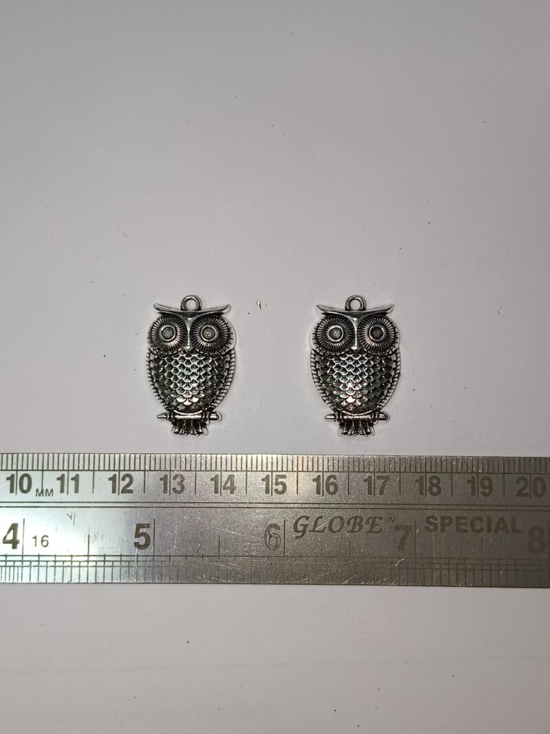 Oxidised Antique Silver Owl Pendants 18x28Mm - Pack of 4 Pieces - Image 2