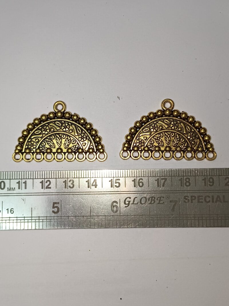 Oxidized Antique Golden Color Semi-Circle Shape Pendant 40*27Mm - Pack Of 2 Pieces - Image 2