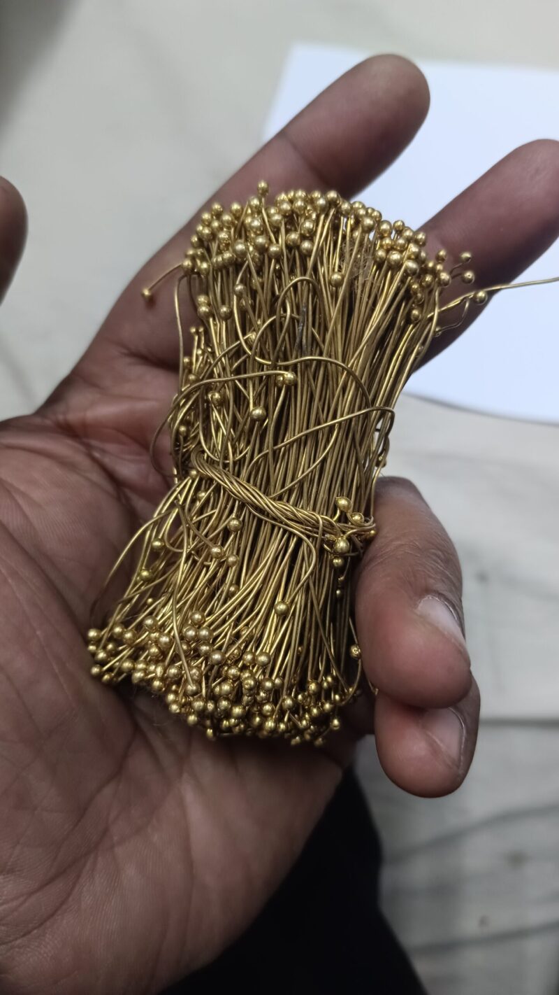 Brass Fuse Wire Double Head Ball Pins Golden 22 Guage  - 25 Grams - Image 2
