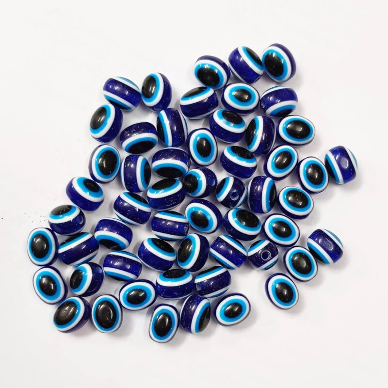 Acrylic Blue Evil Eye Beads 7*5 - 100 Pieces