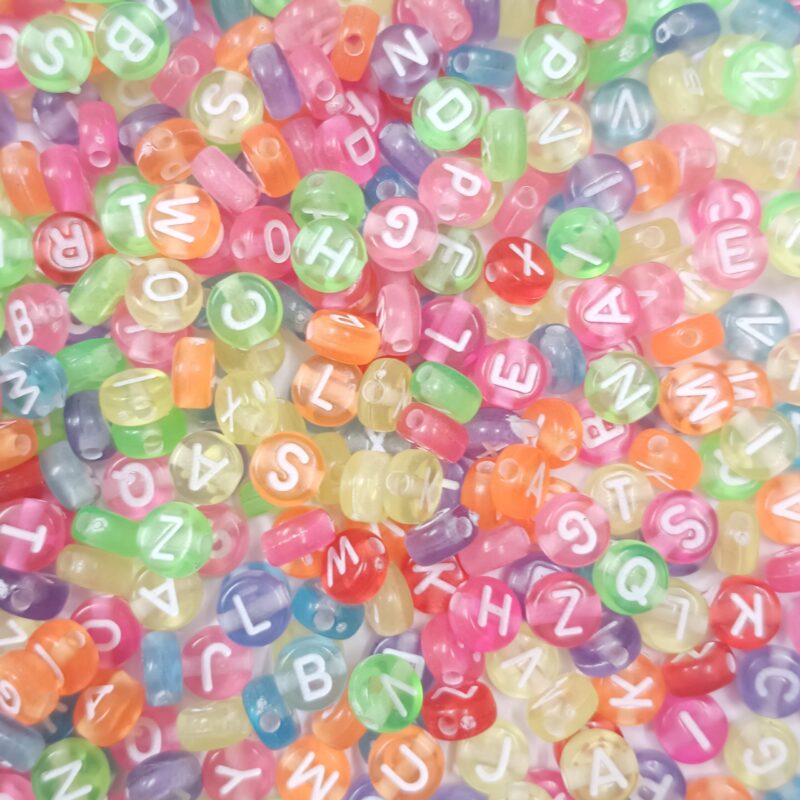 Acrylic Round Trans Multi Colors Alphabet Beads - Sold As 400 Pieces Per Pack