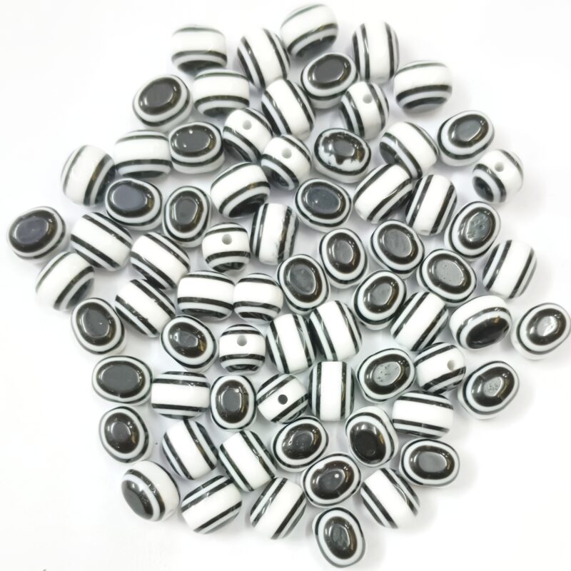 Acrylic Black Evil Eye Beads 7*5 - 100 Pieces