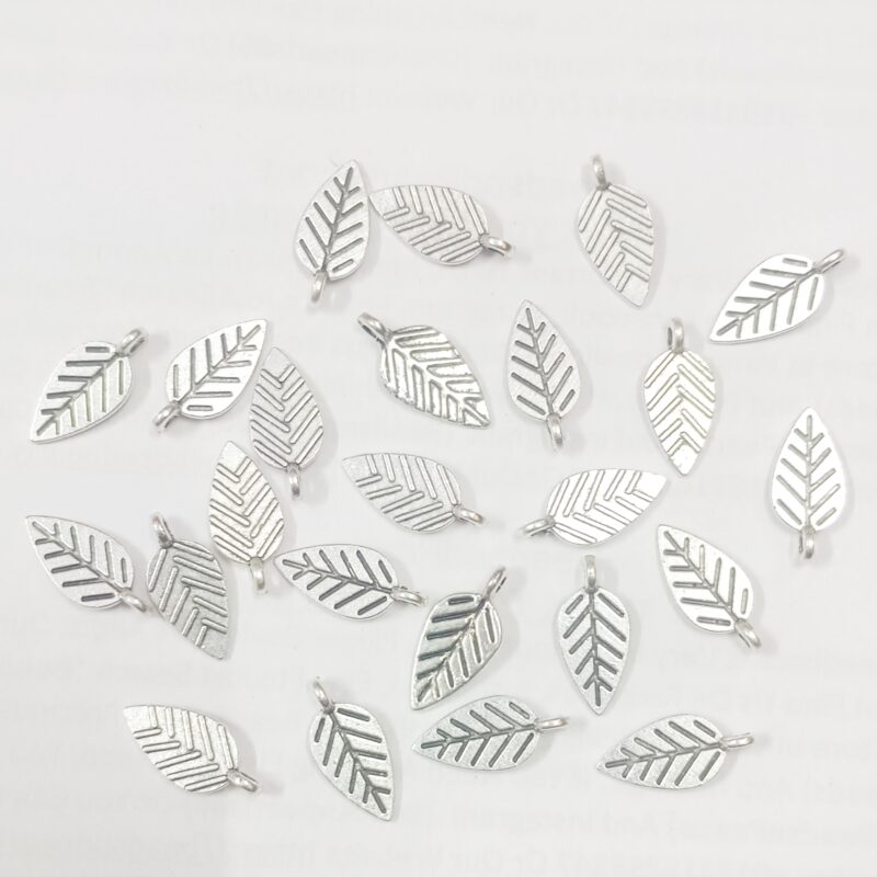 Oxidized Silver Plated Leaf Charms 10x8Mm - Pack Of 25 Pieces: